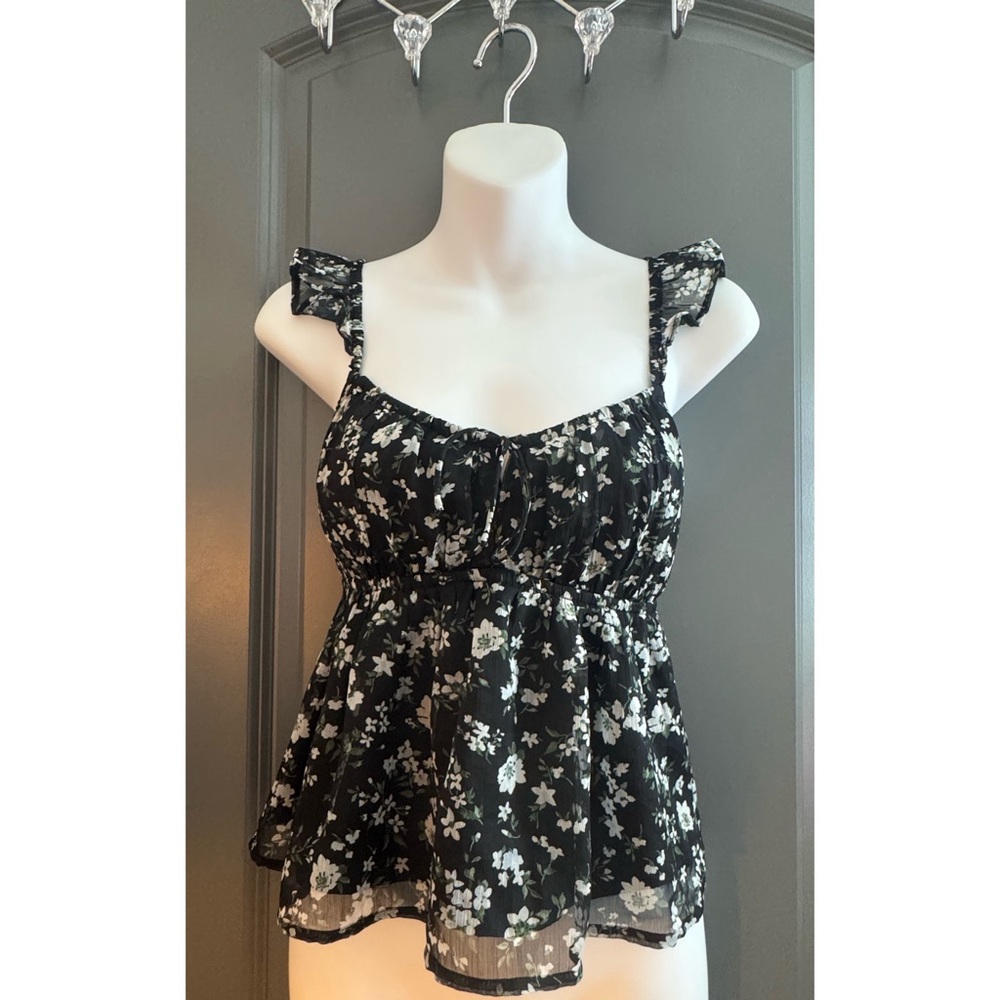 Hollister Black Floral Blouse